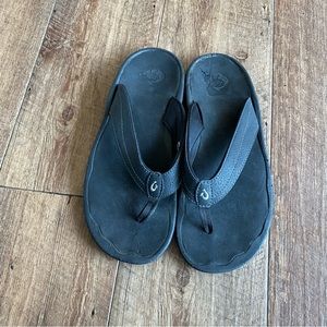 Olukai Ohana black thong flip flop beach sandals size 8